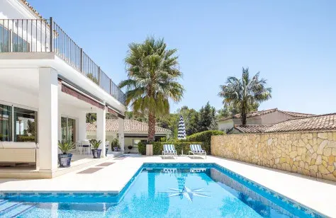 Pool and villa facade