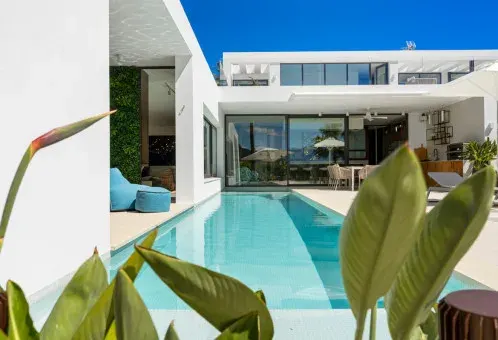 Pool and modern facade